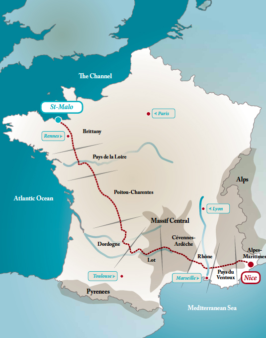 St-Malo to Nice route