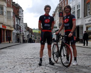 Pro cyclists Simon Richardson and Dan Craven in Sigma Sports cycling gear